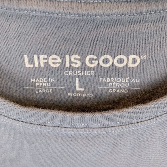 Life Is Good Love Pride Rainbow Logo Blue Tee T-Shirt Women's sz L - Picture 4 of 7